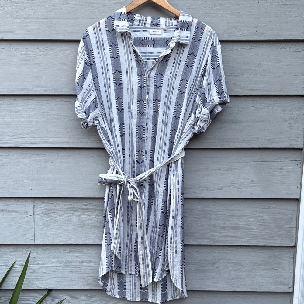 Boutique Button-Up Shirt Dress with Belt